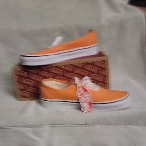 Vibrant Orange Sneakers with White Laces